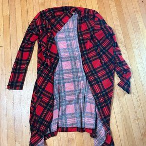 Lightweight Long Plaid Cardigan